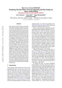 Reviving Your MNEME: Predicting The Side Effects of LLM Unlearning and Fine-Tuning via Sparse Model Diffing