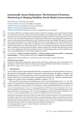 Emotionally Aware Moderation: The Potential of Emotion Monitoring in Shaping Healthier Social Media Conversations