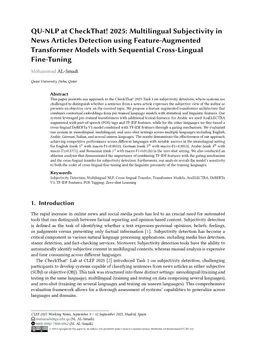QU-NLP at CheckThat! 2025: Multilingual Subjectivity in News Articles Detection using Feature-Augmented Transformer Models with Sequential Cross-Lingual Fine-Tuning