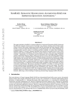 SemRAG: Semantic Knowledge-Augmented RAG for Improved Question-Answering