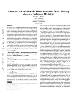 Affect-aware Cross-Domain Recommendation for Art Therapy via Music Preference Elicitation