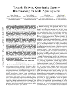 Towards Unifying Quantitative Security Benchmarking for Multi Agent Systems
