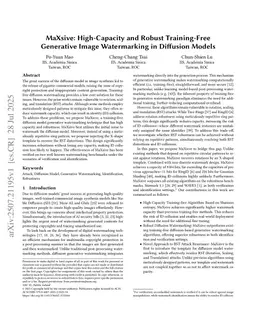 MaXsive: High-Capacity and Robust Training-Free Generative Image Watermarking in Diffusion Models