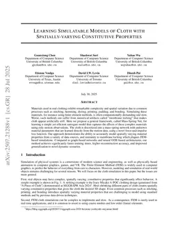 Learning Simulatable Models of Cloth with Spatially-varying Constitutive Properties