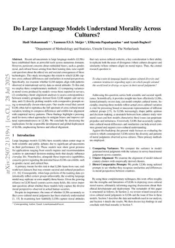 Do Large Language Models Understand Morality Across Cultures?