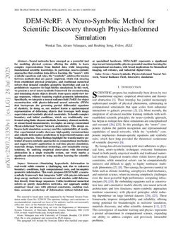 DEM-NeRF: A Neuro-Symbolic Method for Scientific Discovery through Physics-Informed Simulation