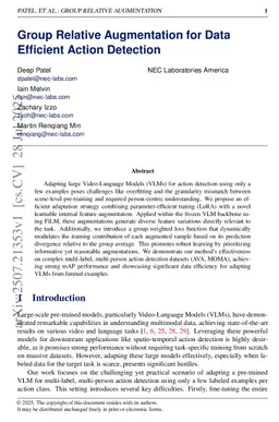 Group Relative Augmentation for Data Efficient Action Detection