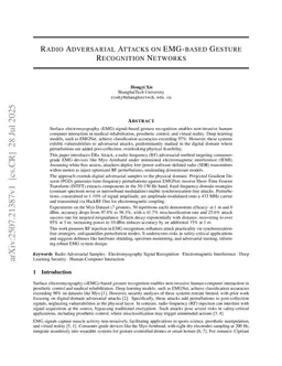 Radio Adversarial Attacks on EMG-based Gesture Recognition Networks