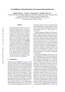 GovRelBench:A Benchmark for Government Domain Relevance