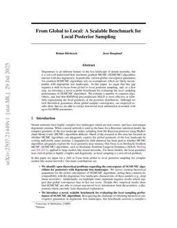 From Global to Local: A Scalable Benchmark for Local Posterior Sampling
