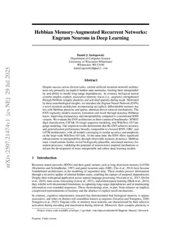Hebbian Memory-Augmented Recurrent Networks: Engram Neurons in Deep Learning