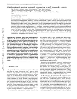 Multifunctional physical reservoir computing in soft tensegrity robots