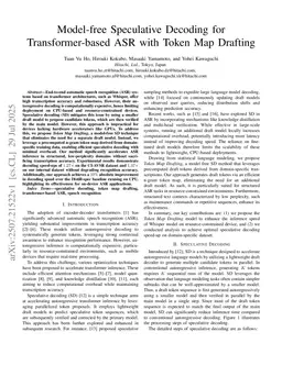 Model-free Speculative Decoding for Transformer-based ASR with Token Map Drafting