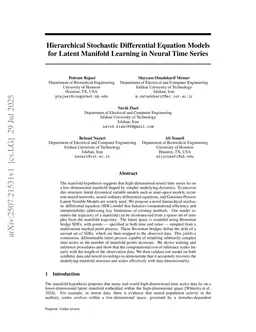 Hierarchical Stochastic Differential Equation Models for Latent Manifold Learning in Neural Time Series