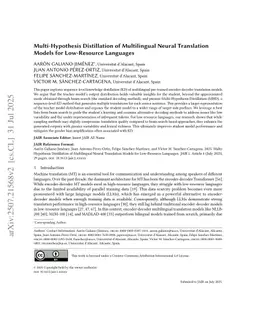 Multi-Hypothesis Distillation of Multilingual Neural Translation Models for Low-Resource Languages