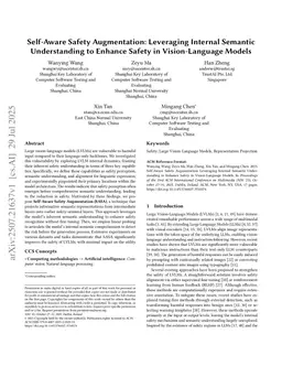 Self-Aware Safety Augmentation: Leveraging Internal Semantic Understanding to Enhance Safety in Vision-Language Models