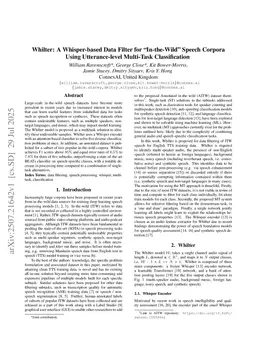Whilter: A Whisper-based Data Filter for "In-the-Wild" Speech Corpora Using Utterance-level Multi-Task Classification