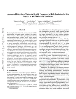 Automated Detection of Antarctic Benthic Organisms in High-Resolution In Situ Imagery to Aid Biodiversity Monitoring