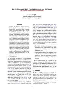 The Problem with Safety Classification is not just the Models