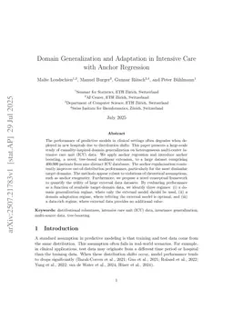 Domain Generalization and Adaptation in Intensive Care with Anchor Regression