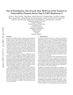 Out of Distribution, Out of Luck: How Well Can LLMs Trained on Vulnerability Datasets Detect Top 25 CWE Weaknesses?