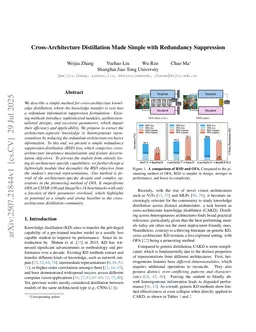 Cross-Architecture Distillation Made Simple with Redundancy Suppression