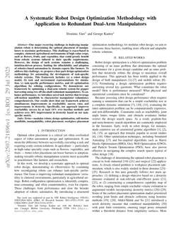 A Systematic Robot Design Optimization Methodology with Application to Redundant Dual-Arm Manipulators