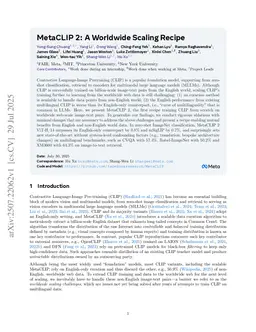 Meta CLIP 2: A Worldwide Scaling Recipe