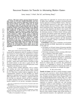 Successor Features for Transfer in Alternating Markov Games