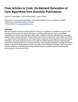From Articles to Code: On-Demand Generation of Core Algorithms from Scientific Publications