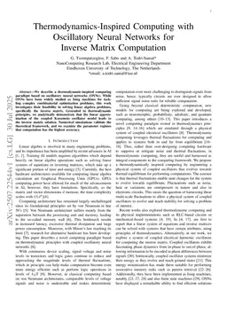 Thermodynamics-Inspired Computing with Oscillatory Neural Networks for Inverse Matrix Computation