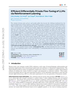 Efficient Differentially Private Fine-Tuning of LLMs via Reinforcement Learning