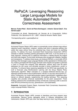 RePaCA: Leveraging Reasoning Large Language Models for Static Automated Patch Correctness Assessment