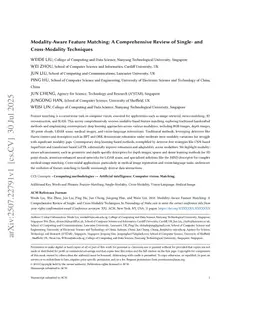 Modality-Aware Feature Matching: A Comprehensive Review of Single- and Cross-Modality Techniques