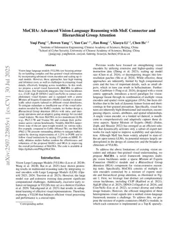 MoCHA: Advanced Vision-Language Reasoning with MoE Connector and Hierarchical Group Attention