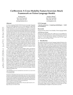 CapRecover: A Cross-Modality Feature Inversion Attack Framework on Vision Language Models
