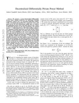 Decentralized Differentially Private Power Method
