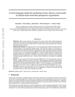 A novel language model for predicting serious adverse event results in clinical trials from their prospective registrations