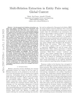 Multi-Relation Extraction in Entity Pairs using Global Context