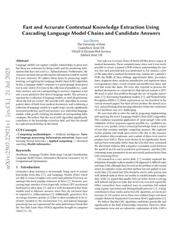 Fast and Accurate Contextual Knowledge Extraction Using Cascading Language Model Chains and Candidate Answers