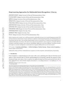 Deep Learning Approaches for Multimodal Intent Recognition: A Survey