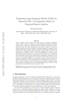 Evaluating Large Language Models (LLMs) in Financial NLP: A Comparative Study on Financial Report Analysis