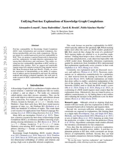 Unifying Post-hoc Explanations of Knowledge Graph Completions
