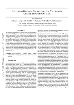 Exploring Dynamic Parameters for Vietnamese Gender-Independent ASR