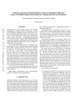 Vision-Language Cross-Attention for Real-Time Autonomous Driving