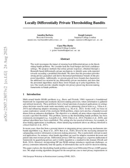 Locally Differentially Private Thresholding Bandits