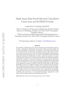 Single Image Rain Streak Removal Using Harris Corner Loss and R-CBAM Network