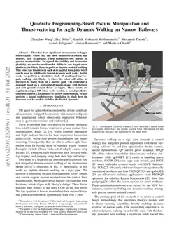 Quadratic Programming-Based Posture Manipulation and Thrust-vectoring for Agile Dynamic Walking on Narrow Pathways