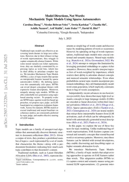 Model Directions, Not Words: Mechanistic Topic Models Using Sparse Autoencoders