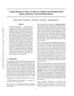A Single Direction of Truth: An Observer Model's Linear Residual Probe Exposes and Steers Contextual Hallucinations